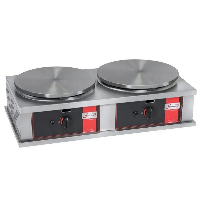 Crêpière gaz carrée professionnelle à usage intensif - Version double - Diamètre 40 cm - CR2CG40