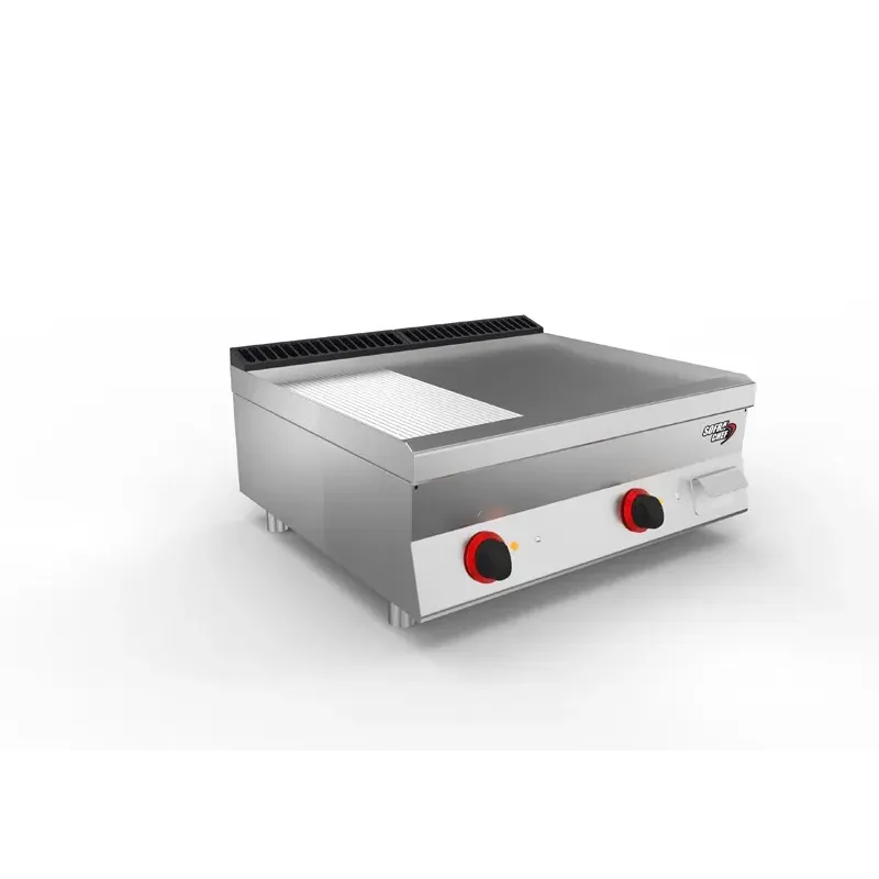 SOFRACHEF - Top plancha électrique - L  800 mm - AISI 430 2/3 lisse + 1/3 rainurée - 7STP8ALRE