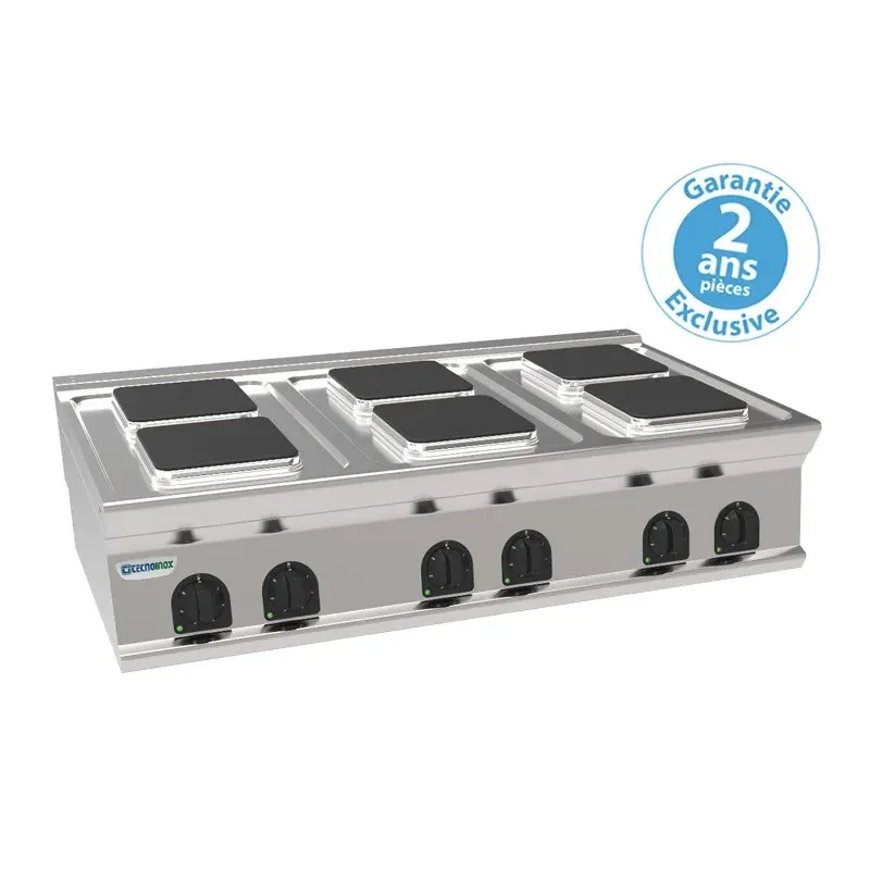 Tecnoinox - Plaque de cuisson électrique à poser - 6 plaques carrées - Gamme 700 - PCS12E7