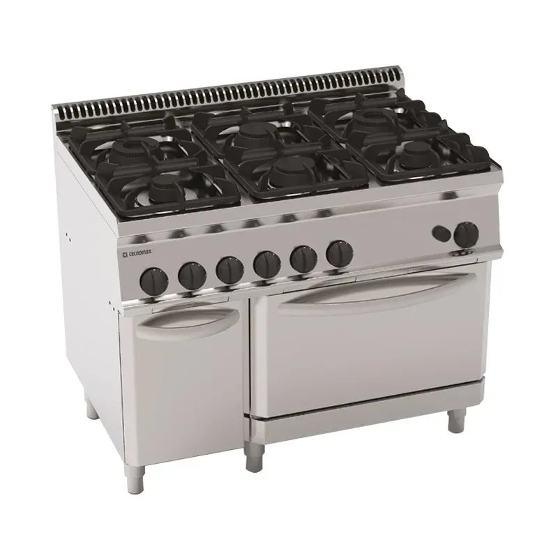 Tecnoinox - Fourneau dessus gaz sur four gaz - 6 feux sur four gaz + placard - Gamme 700 - Modules 350 - PF105GG7