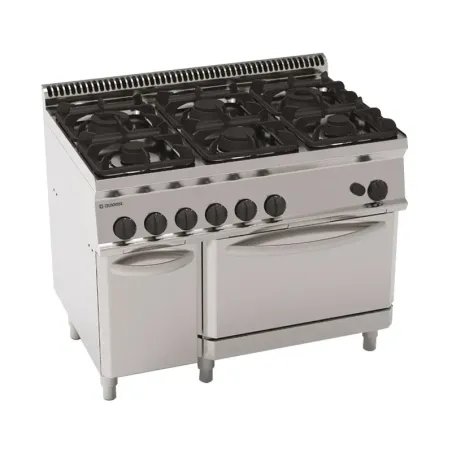 Tecnoinox - Fourneau dessus gaz sur four gaz - 6 feux sur four gaz + placard - Gamme 700 - Modules 350 - PF105GG7