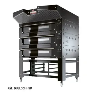 Italforni - Four à pizza avec support acier inox hauteur 500 mm - 3 chambres - 3 x 12 ou 3 x 9 pizzas - BULL3CHHSP