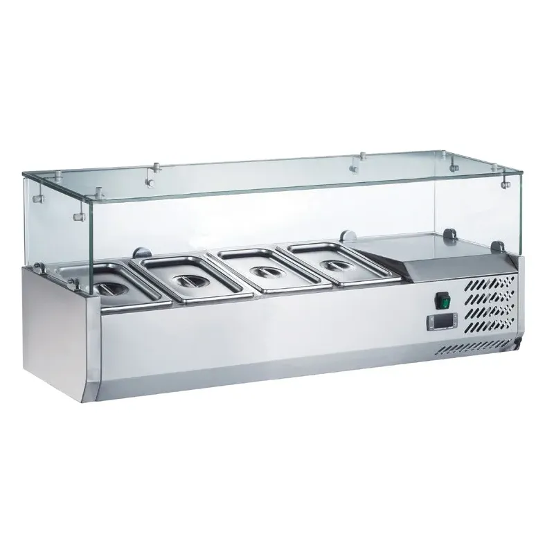 Furnotel - Vitrine positive vitrage droit pour 5 bacs GN 1/4 - 110 W - VRX121X