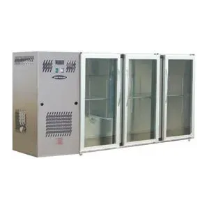 Unifrigor - Arrière-bar Inox - Série LEDS - Groupe logé - 3 petites portes vitrées - 390 litres - U53PVI