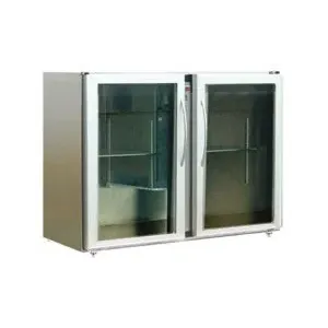 Unifrigor - Arrière-bar Inox - Série LEDS - Sans groupe - 2 petites portes vitrées - 223 litres - U52PVISG