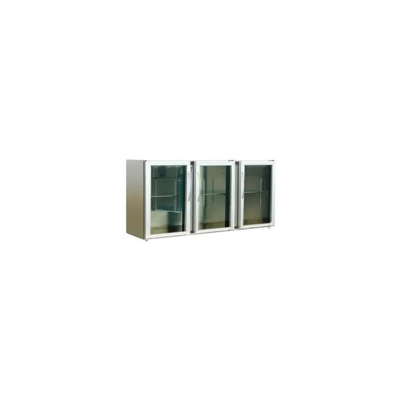 Unifrigor - Arrière-bar Inox - Série LEDS - Sans groupe - 3 petites portes vitrées - 390 litres - U53PVISG