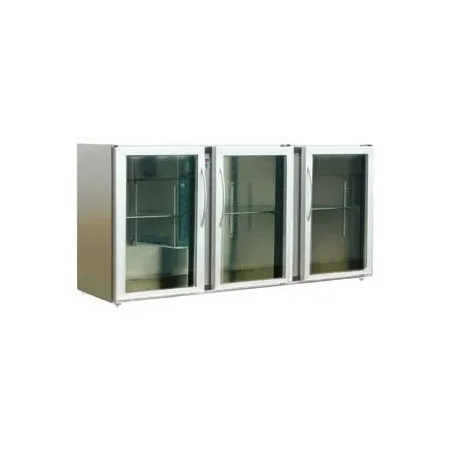Unifrigor - Arrière-bar Inox - Série LEDS - Sans groupe - 3 petites portes vitrées - 390 litres - U53PVISG