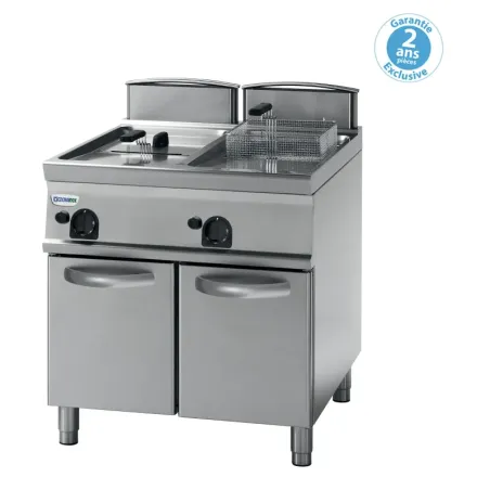 Tecnoinox - Friteuse sur coffre gaz avec tuyères traversant la cuve - 2 x 17 litres - Gamme 900 - Modules 400 - FR87FG9T