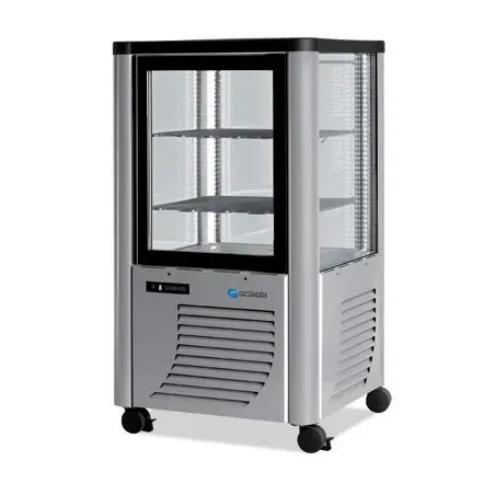 Furnotel - Vitrine réfrigérée positive - 4 faces vitrées - 230 litres - Fixe / Grilles chromées - 1 porte - 230FLEDT
