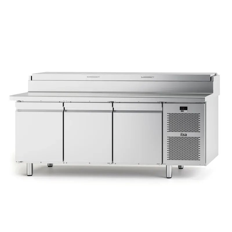 Table à pizza positive -2/+8°C COMPACT - GN 1/4 - 3 portes - Avec groupe - NEOS - TPZC3 - ILSA