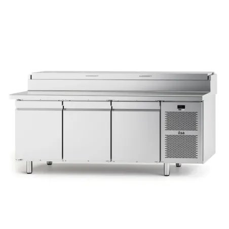 Table à pizza positive -2/+8°C COMPACT - GN 1/4 - 3 portes - Avec groupe - NEOS - TPZC3 - ILSA
