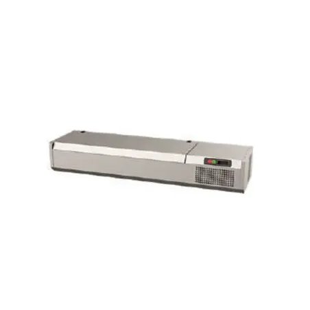 Vitrine à poser positive 0/+15°C avec couvercle en acier inox - Prof. 380 mm - Long. de 1400 mm - NEOS - VP1438C - ILSA