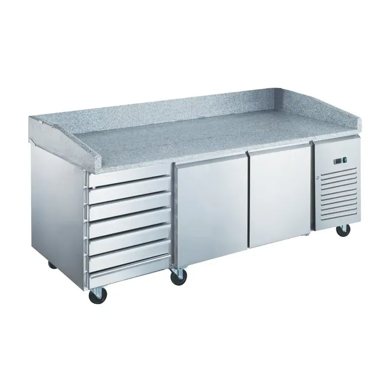 Furnotel - Table à pizza réfrigérée positive en inox - 2 portes + 7 tiroirs neutres -  390 litres - PZ2611X