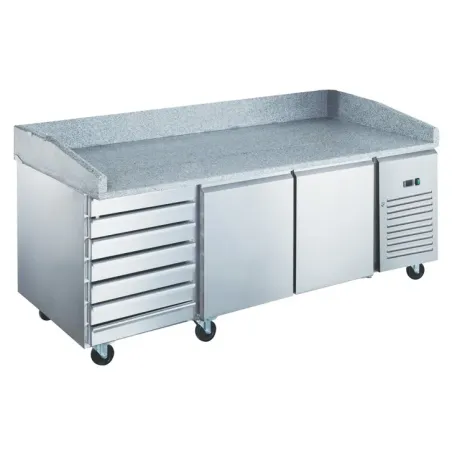Furnotel - Table à pizza réfrigérée positive en inox - 2 portes + 7 tiroirs neutres -  390 litres - PZ2611X